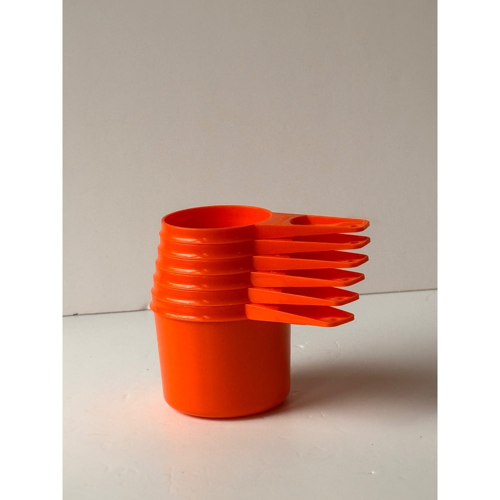 Vintage Tupperware Orange Nesting Measuring Cups Set of 6 Retro Kitchenware
